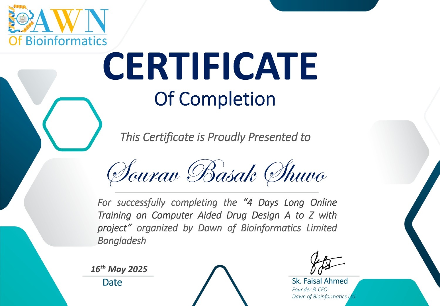 CADD Training Certificate
