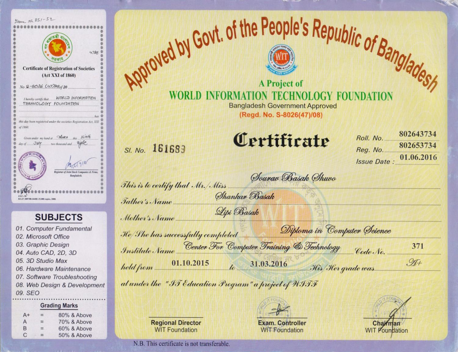 Diploma Certificate